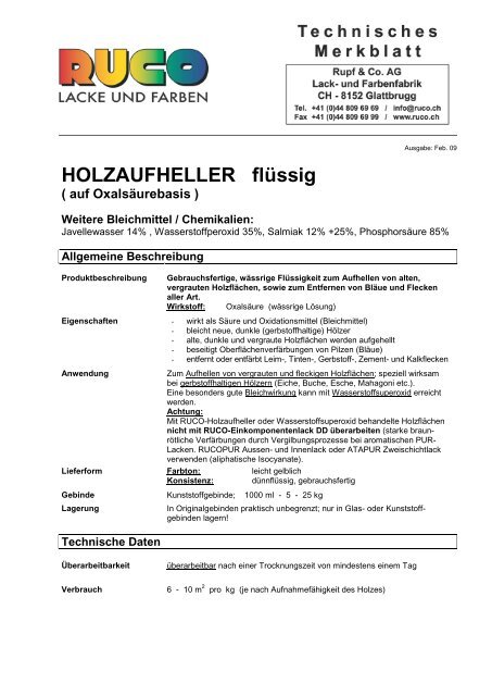 HOLZAUFHELLER flüssig - Ruco