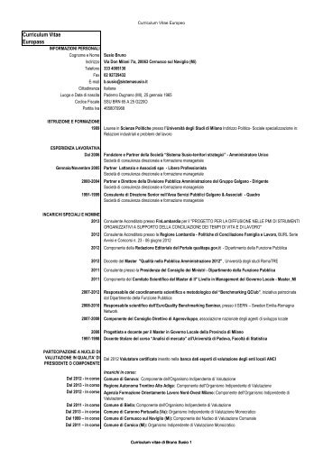 Curriculum Vitae del Dott. BRUNO SUSIO - Comune di Nembro