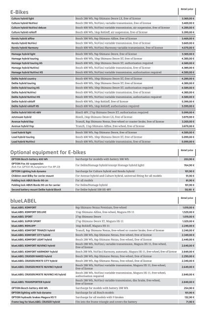 Price list foreign countries 2013 - Riese und Müller