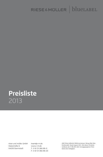 Preisliste 2013 - Riese und Müller