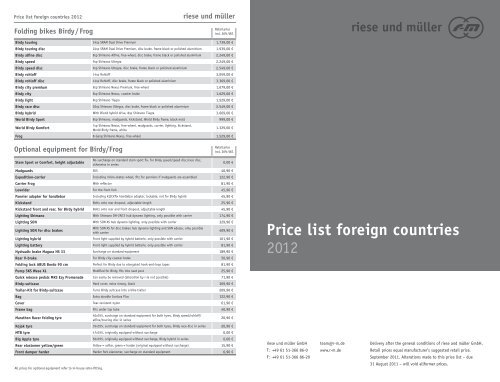 Price list foreign countries 2012 - Riese und Müller