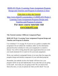 BSHS 452 Week 3 Learning Team Assignment Program Design and Timeline and Program Evaluation (2 Sets).pdf