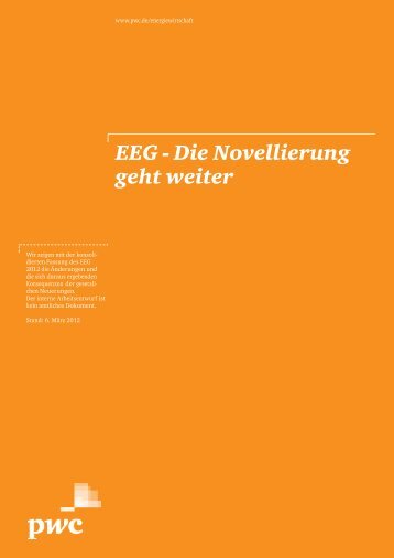 EEG - Die Novellierung geht weiter - PricewaterhouseCoopers AG