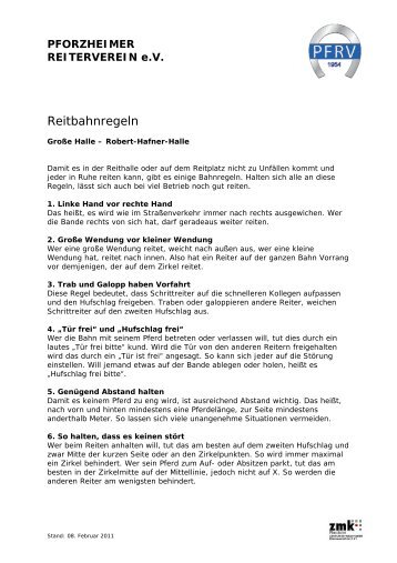 Reitbahnregeln - Pforzheimer Reiterverein e.V.