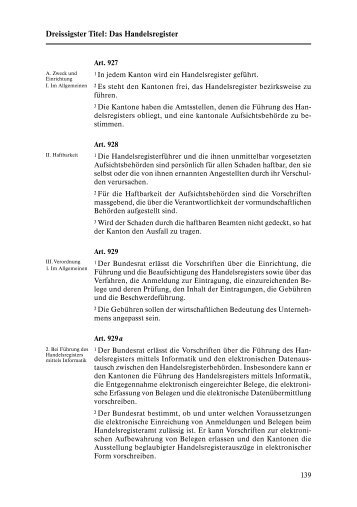 Dreissigster Titel: Das Handelsregister - PwC