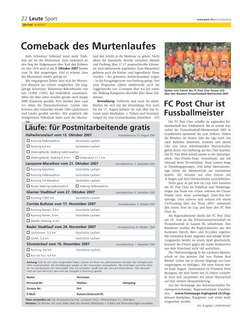 Ã‚Â«Die PostÃ‚Â» - Personalzeitung - Die Schweizerische Post