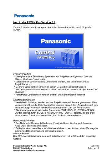 Neu in der FPWIN Pro Version 5.1