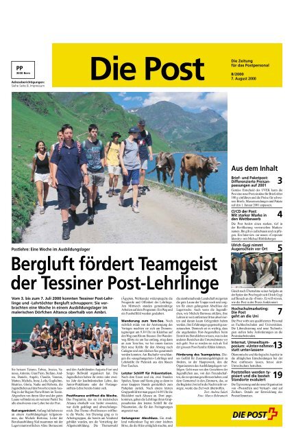 Bergluft fördert Teamgeist der Tessiner Post-Lehrlinge