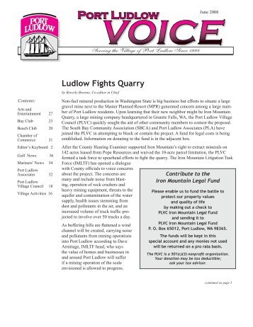 Ludlow Fights Quarry - Port Ludlow Voice | Port Ludlow, WA