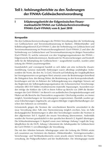 Teil I: Anhörungsberichte zu den Änderungen der FINMA - PwC
