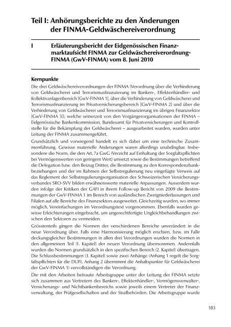 Teil I: Anhörungsberichte zu den Änderungen der FINMA - PwC