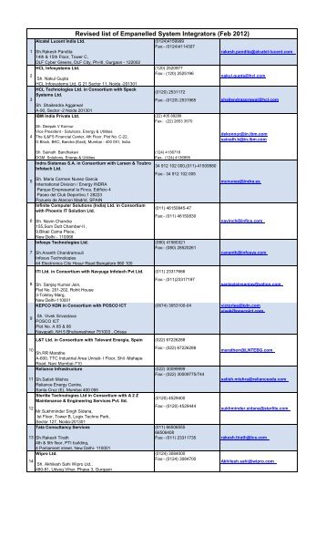 Revised list of Empanelled System Integrators (Feb 2012)