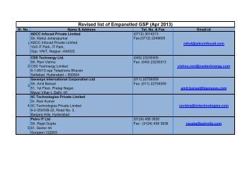 Revised list of Empanelled GSP (Apr 2013)