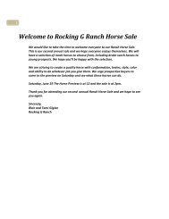 Welcome to Rocking G Ranch Horse Sale