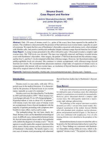 Struma Ovarii: Case Report and Review - Thyroid Science