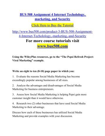 BUS 508 Assignment 4 Internet Techolology, marketing, and Security