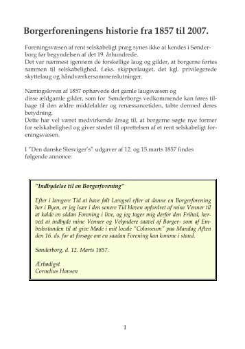 Borgerforeningens historie fra 1857 til 2007. - Borgerforeningen i ...