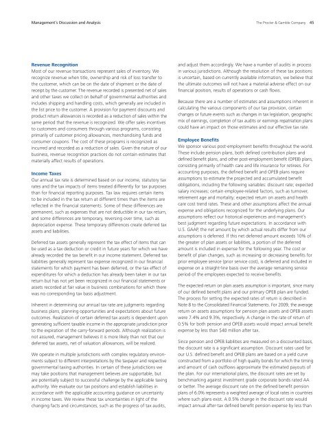 P&G 2009 Annual Report â€“ AnnualReports.com - Procter & Gamble