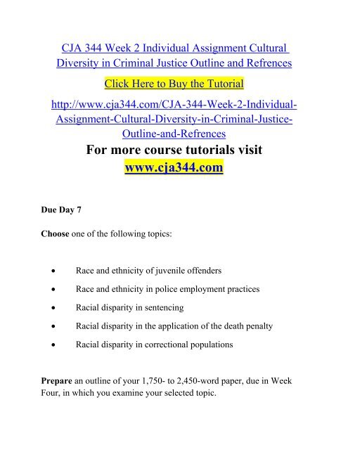 CJA 344 Week 2 Individual Assignment Cultural Diversity in Criminal Justice Outline and Refrences.pdf