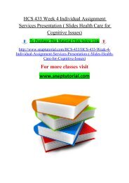 HCS 433 Week 4 Individual Assignment Services Presentation ( Slides Health Care for Cognitive Issues)/snaptutorial