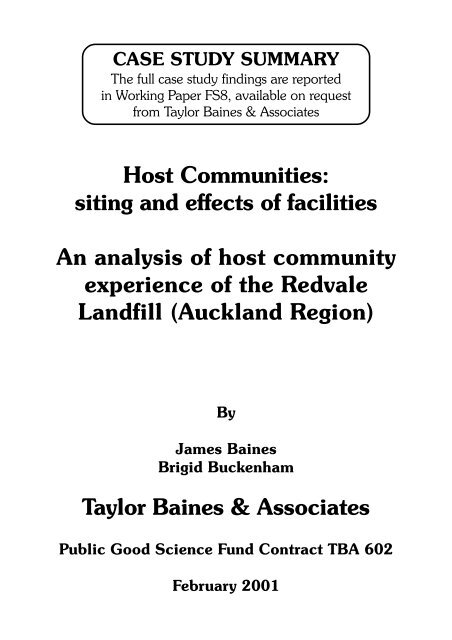 Host Communities - Taylor Baines and Associates