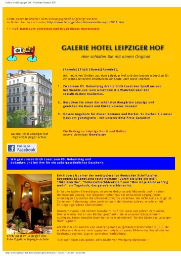 Galerie Hotel Leipziger Hof - Newsletter Sommer 2011