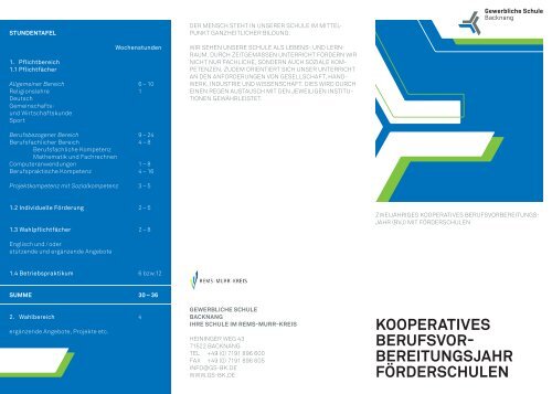 Flyer BVJ Foerderschulen - Gewerbliche Schule Backnang