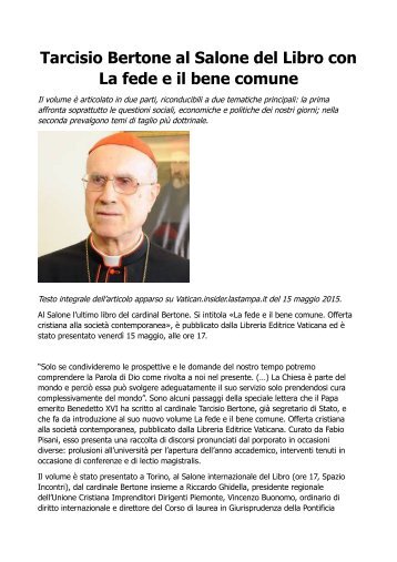 Tarcisio Bertone al Salone del Libro con La fede e il bene comune.pdf