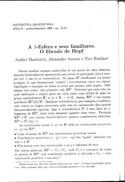 A 3-esfera e seus familiares. O fibrado de Hopf