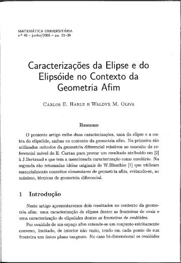 CaracterizaÃ§Ãµes da elipse e do elipsoide no contexto da geometria ...