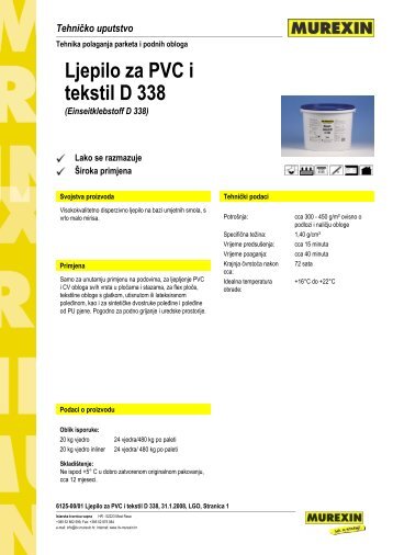 Ljepilo za PVC i tekstil D 338