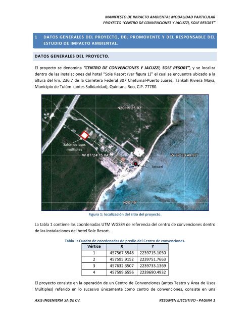 1 datos generales del proyecto, del promovente y ... - sinat - Semarnat