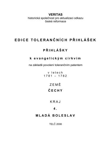 EDICE TOLERANČ NÍCH PŘ IHLÁŠEK