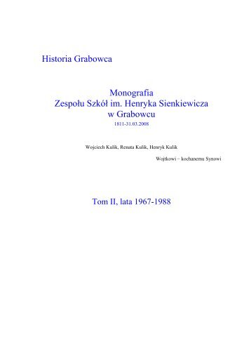 Historia Grabowca Monografia Zespołu Szkół im Henryka Sienkiewicza w Grabowcu