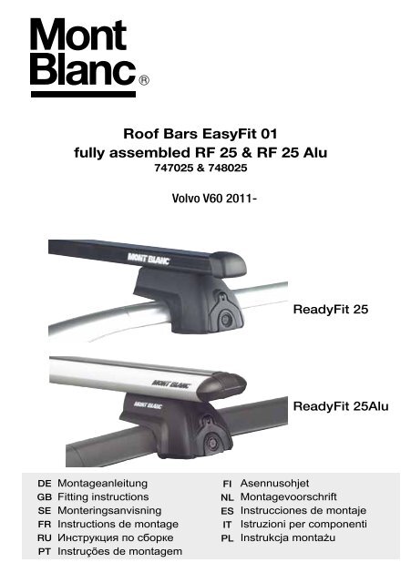 Roof Bars EasyFit 01 fully assembled RF 25 & RF 25 Alu
