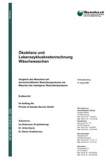 Ökobilanz und Lebenszykluskostenrechnung ... - Öko-Institut eV