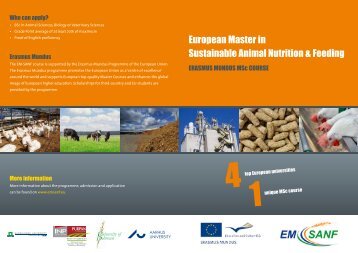 European Master in Sustainable Animal Nutrition & Feeding