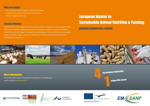 European Master in Sustainable Animal Nutrition & Feeding European Master in Sustainable Animal Nutrition & Feeding