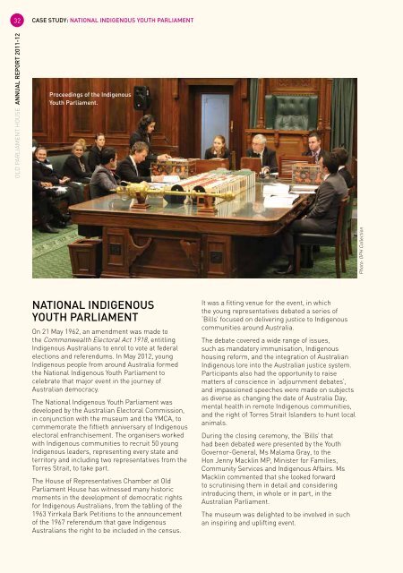 OLD PARLIAMENT HOUSE ANNUAL REPORT