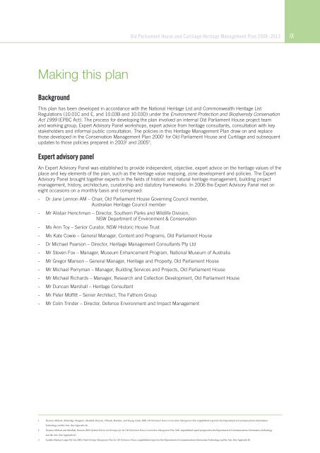 OLD PARLIAMENT HOUSE AND CURTILAGE HERITAGE MANAGEMENT PLAN 2008–2013