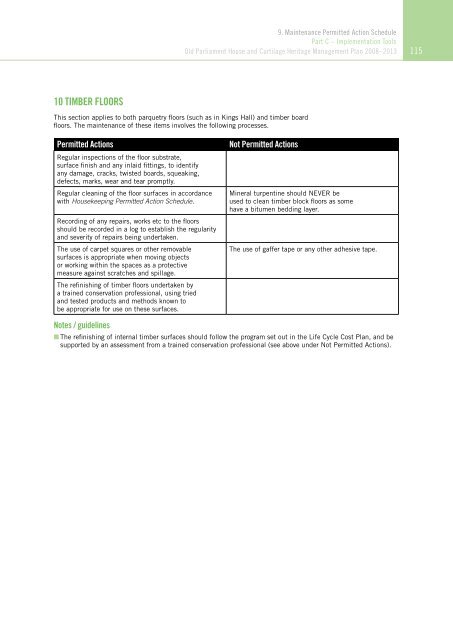 OLD PARLIAMENT HOUSE AND CURTILAGE HERITAGE MANAGEMENT PLAN 2008–2013