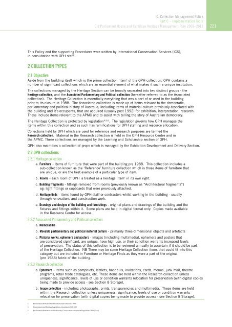 OLD PARLIAMENT HOUSE AND CURTILAGE HERITAGE MANAGEMENT PLAN 2008–2013