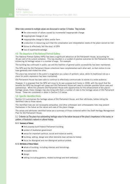 OLD PARLIAMENT HOUSE AND CURTILAGE HERITAGE MANAGEMENT PLAN 2008–2013