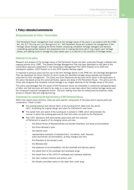 OLD PARLIAMENT HOUSE AND CURTILAGE HERITAGE MANAGEMENT PLAN 2008–2013