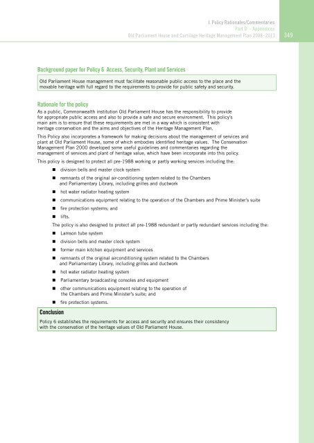 OLD PARLIAMENT HOUSE AND CURTILAGE HERITAGE MANAGEMENT PLAN 2008–2013