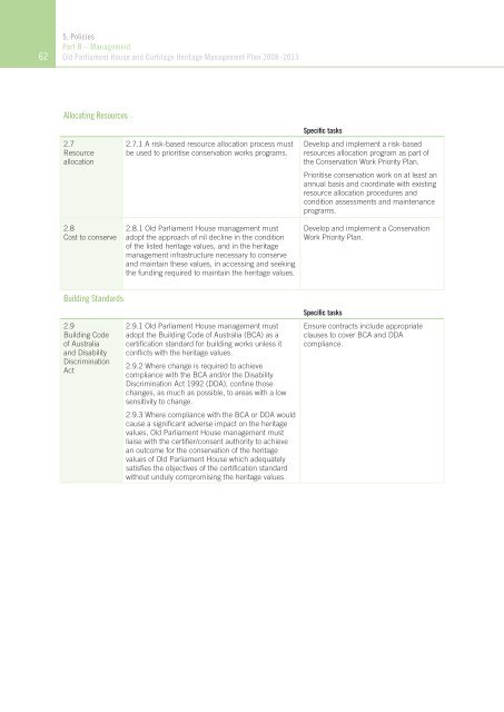 OLD PARLIAMENT HOUSE AND CURTILAGE HERITAGE MANAGEMENT PLAN 2008–2013