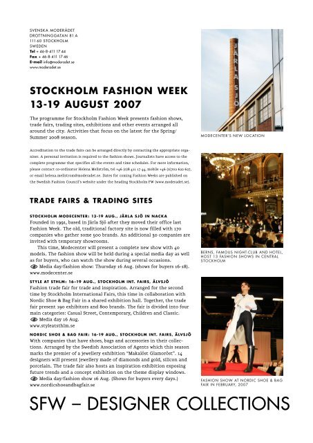 stockholm fashion week 13-19 august 2007 - Moderådet