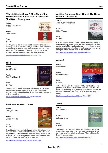 Fiction / Classics - Audio Book Catalogs