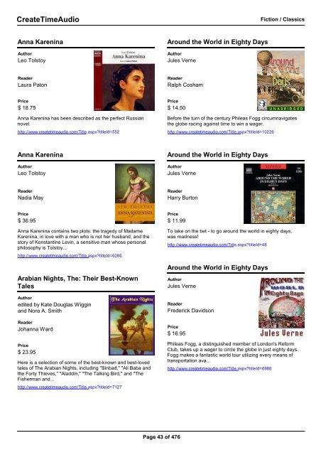 Fiction / Classics - Audio Book Catalogs