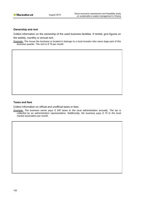 Socio-economic assessment and feasibility study on - Ã–ko-Institut eV